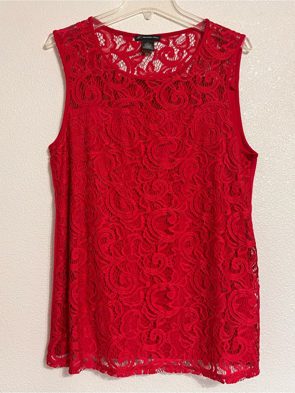 ADRIANNA PAPELL Lace Front Sleeveless Top Size Large